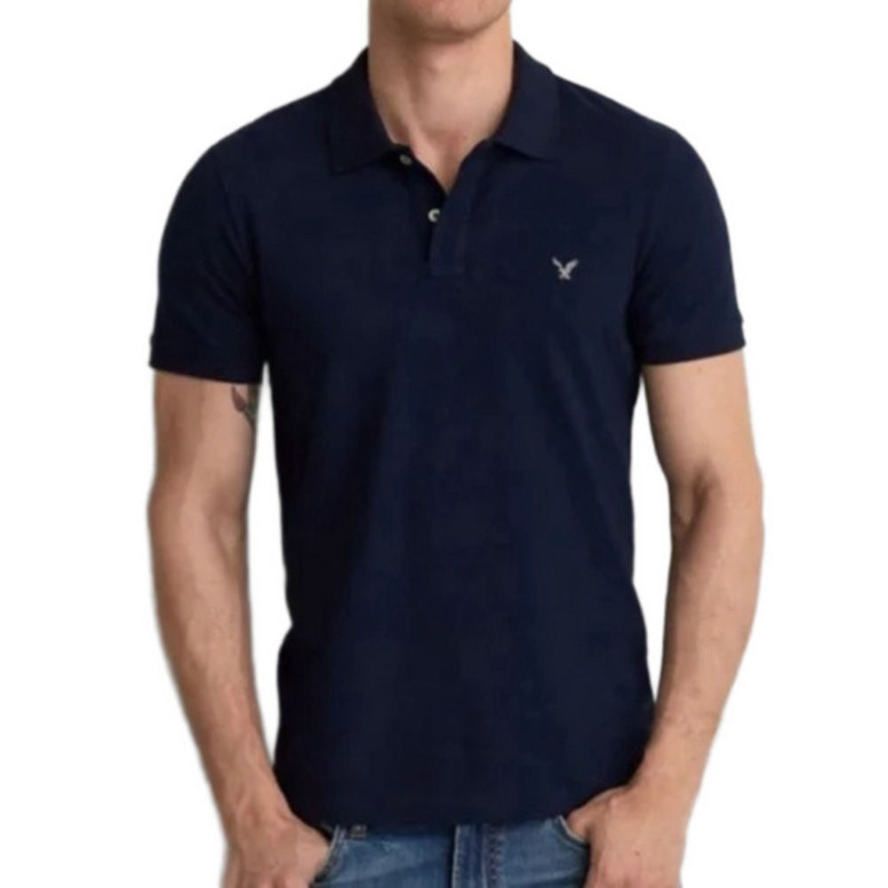 American Eagle Outfitters Core Flex Classic Fit Polo Mens Black Size L